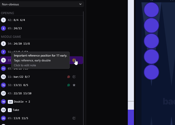jokers, anti-jokers, note icons and tooltips shown in BackgammonDB